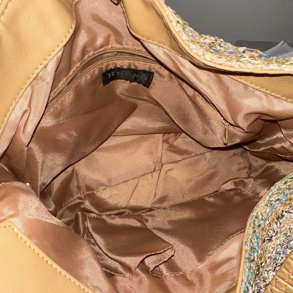 Bueno Multi Color Purse Shoulder Bag Tan Faux Leather Woven Handbag - Picture 6 of 7